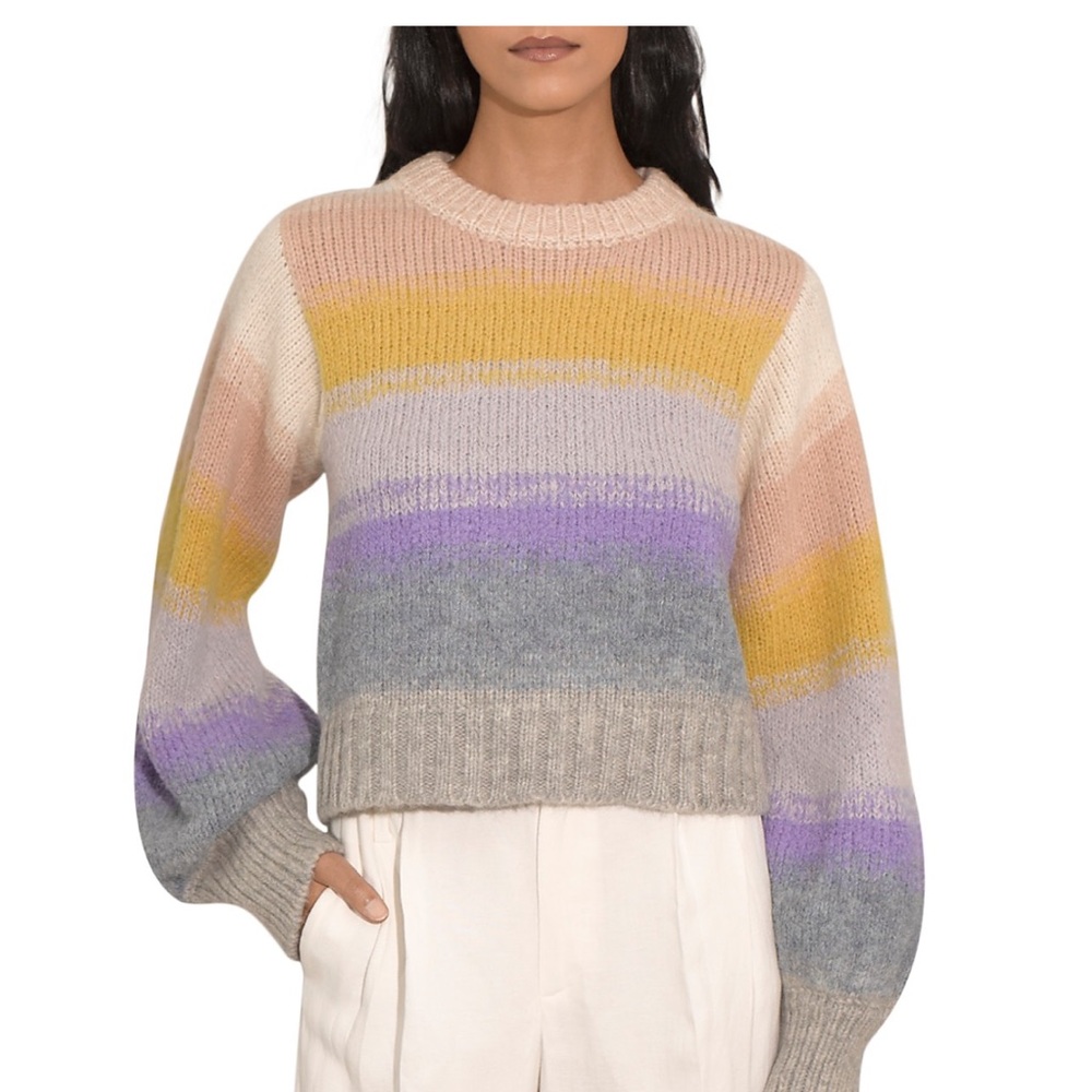 Purple and Yellow Crew Neck Gradient Sweater